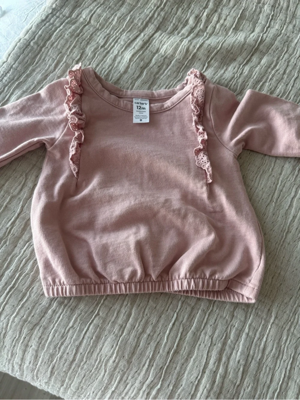 Carter's Blush Pink Ruffle-Trim Long Sleeve Sweatshirt